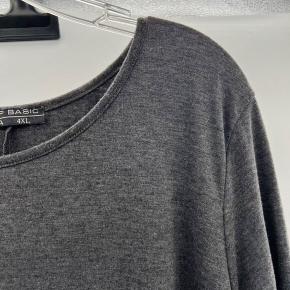 Shop Basic Women's Shift Dress Ruffle Hem 3/4 Sleeve Gray Size 4XL - Picture 4 of 9